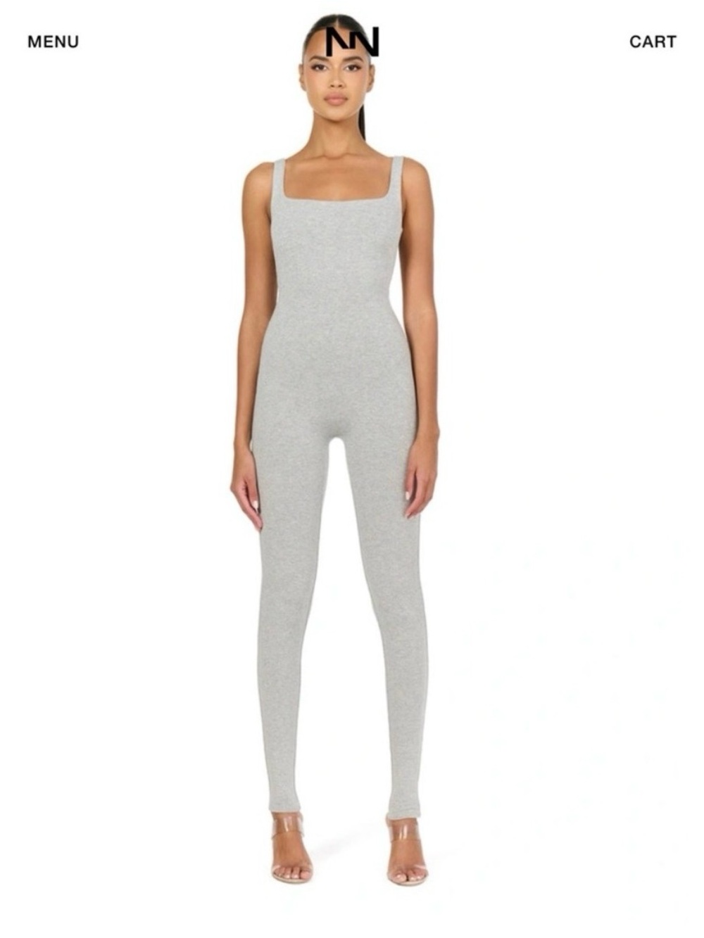 Naked Wardrobe The NW Sculpt Tank Jumpsuit Heather Grey